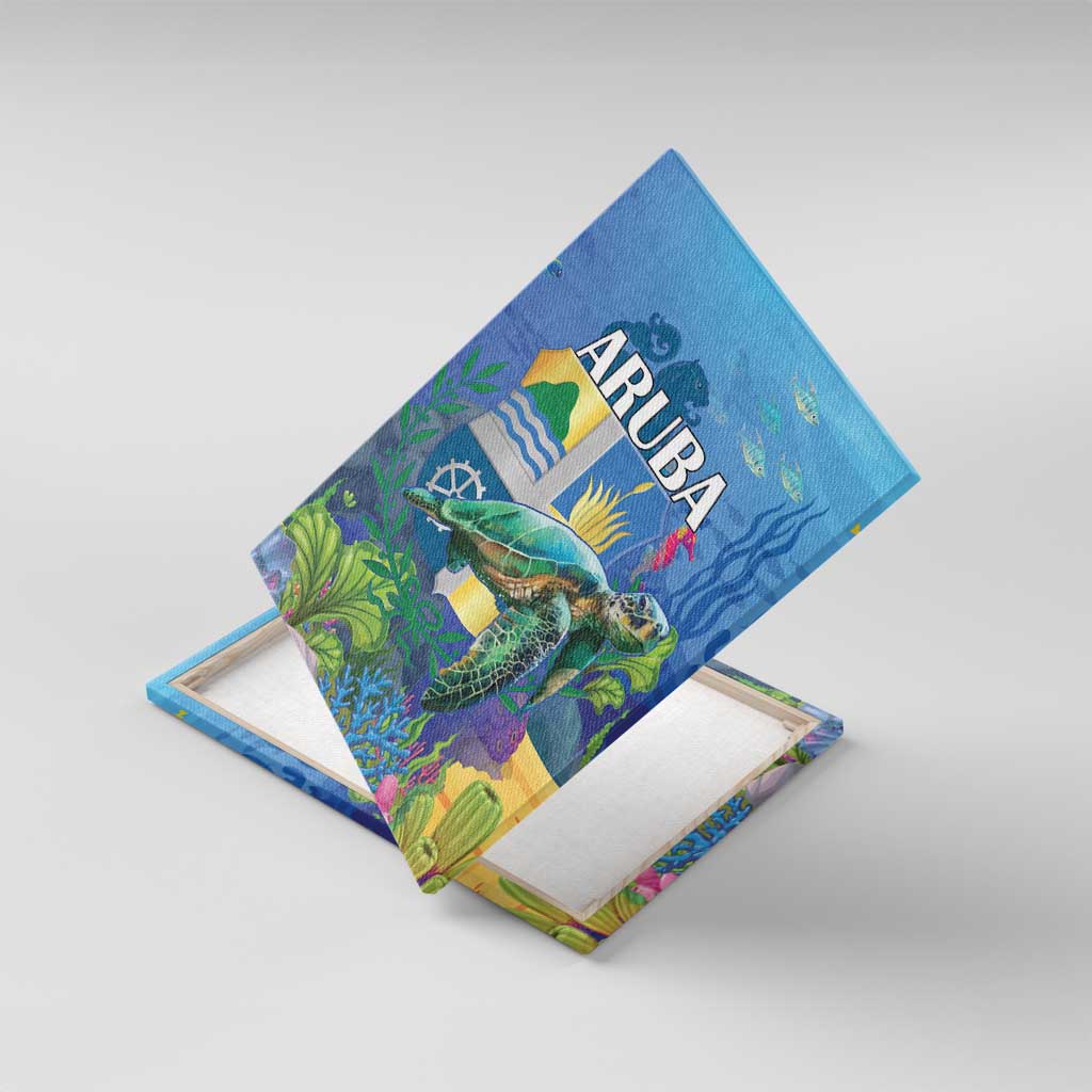 Aruba Sea Turtle Canvas Wall Art Underwater Landscape - Wonder Print Shop