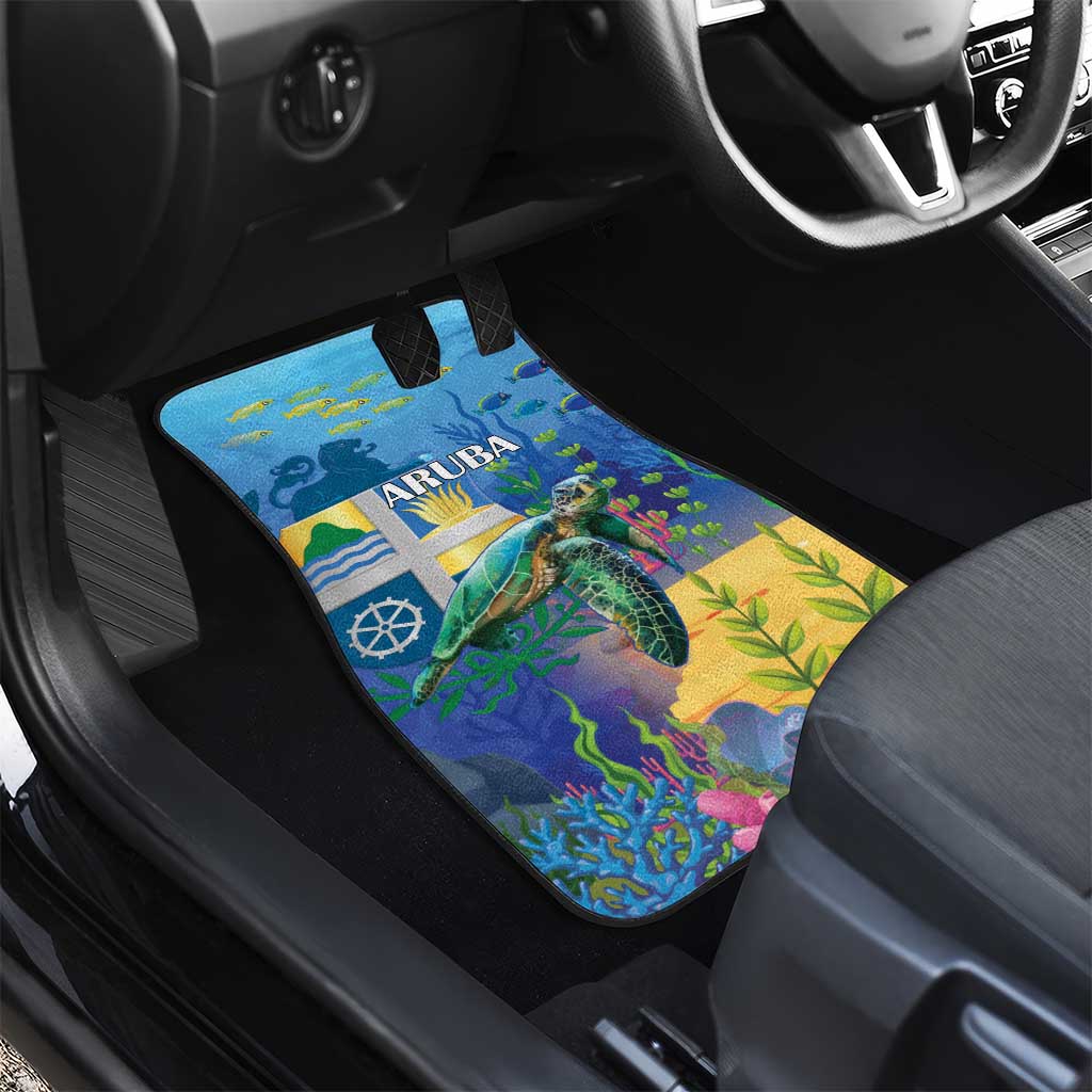 Aruba Sea Turtle Car Mats Underwater Landscape - Wonder Print Shop