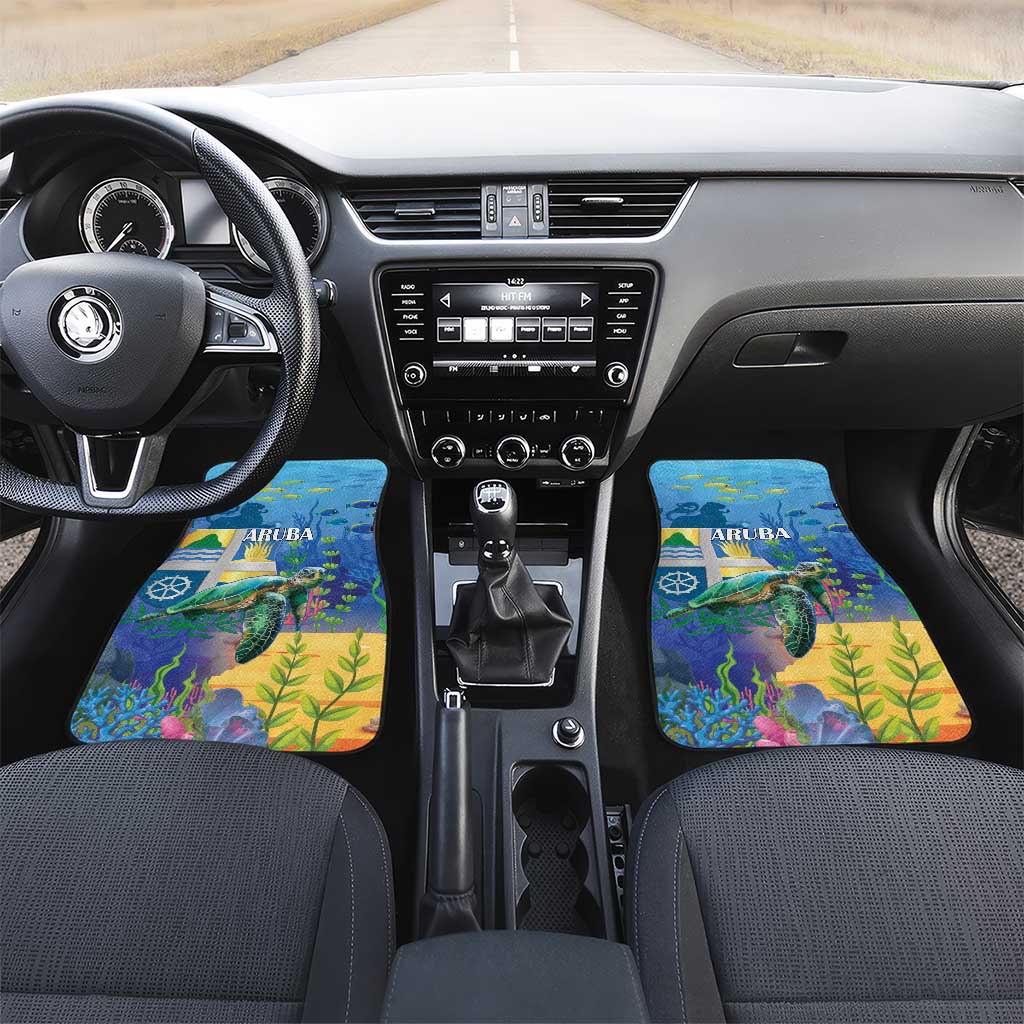Aruba Sea Turtle Car Mats Underwater Landscape - Wonder Print Shop