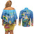 Aruba Sea Turtle Couples Matching Off Shoulder Short Dress and Long Sleeve Button Shirt Underwater Landscape - Wonder Print Shop