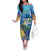 Aruba Sea Turtle Family Matching Off The Shoulder Long Sleeve Dress and Hawaiian Shirt Underwater Landscape - Wonder Print Shop