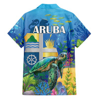 Aruba Sea Turtle Family Matching Puletasi and Hawaiian Shirt Underwater Landscape - Wonder Print Shop