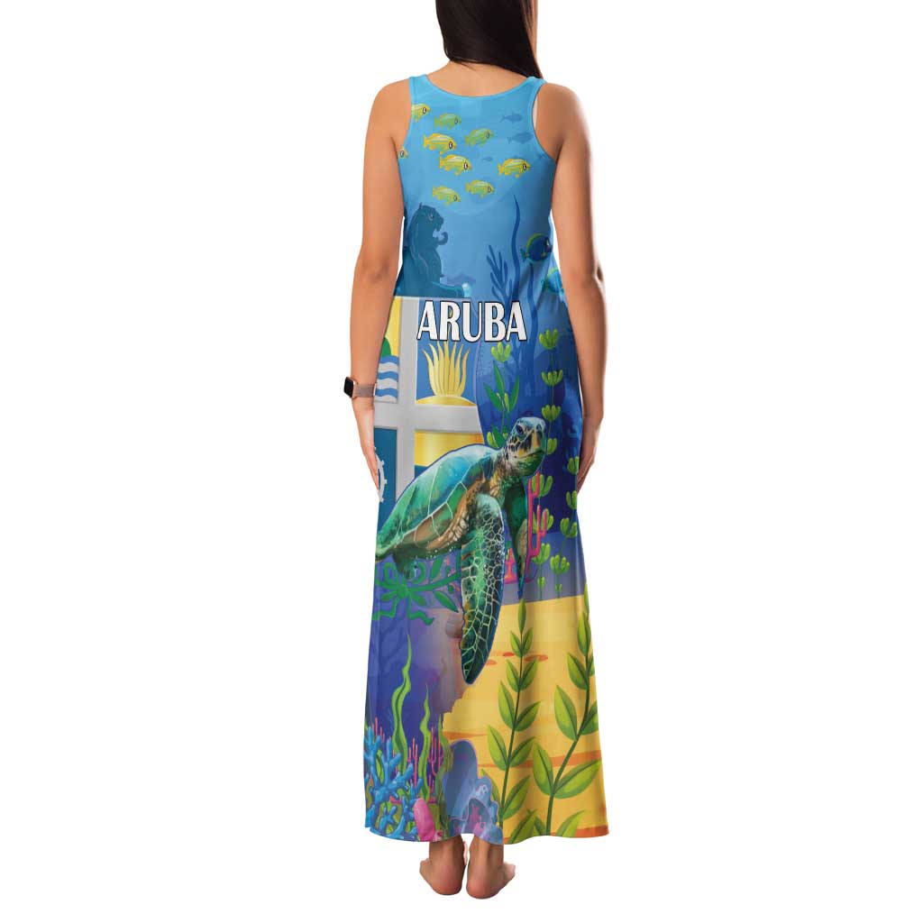 Aruba Sea Turtle Family Matching Tank Maxi Dress and Hawaiian Shirt Underwater Landscape - Wonder Print Shop