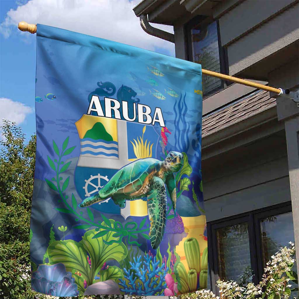 Aruba Sea Turtle Garden Flag Underwater Landscape - Wonder Print Shop