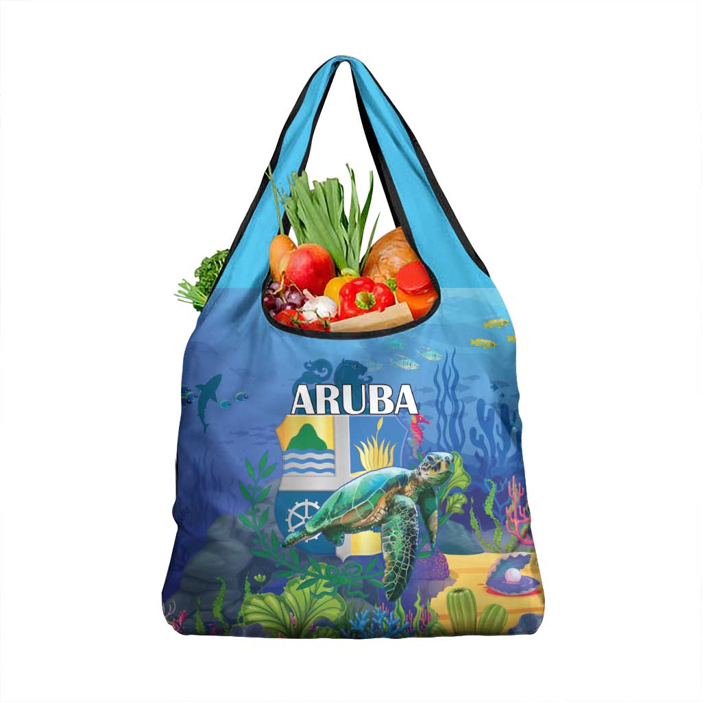 Aruba Sea Turtle Grocery Bag Underwater Landscape