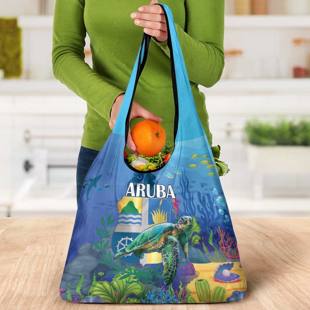 Aruba Sea Turtle Grocery Bag Underwater Landscape