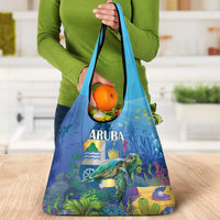 Aruba Sea Turtle Grocery Bag Underwater Landscape