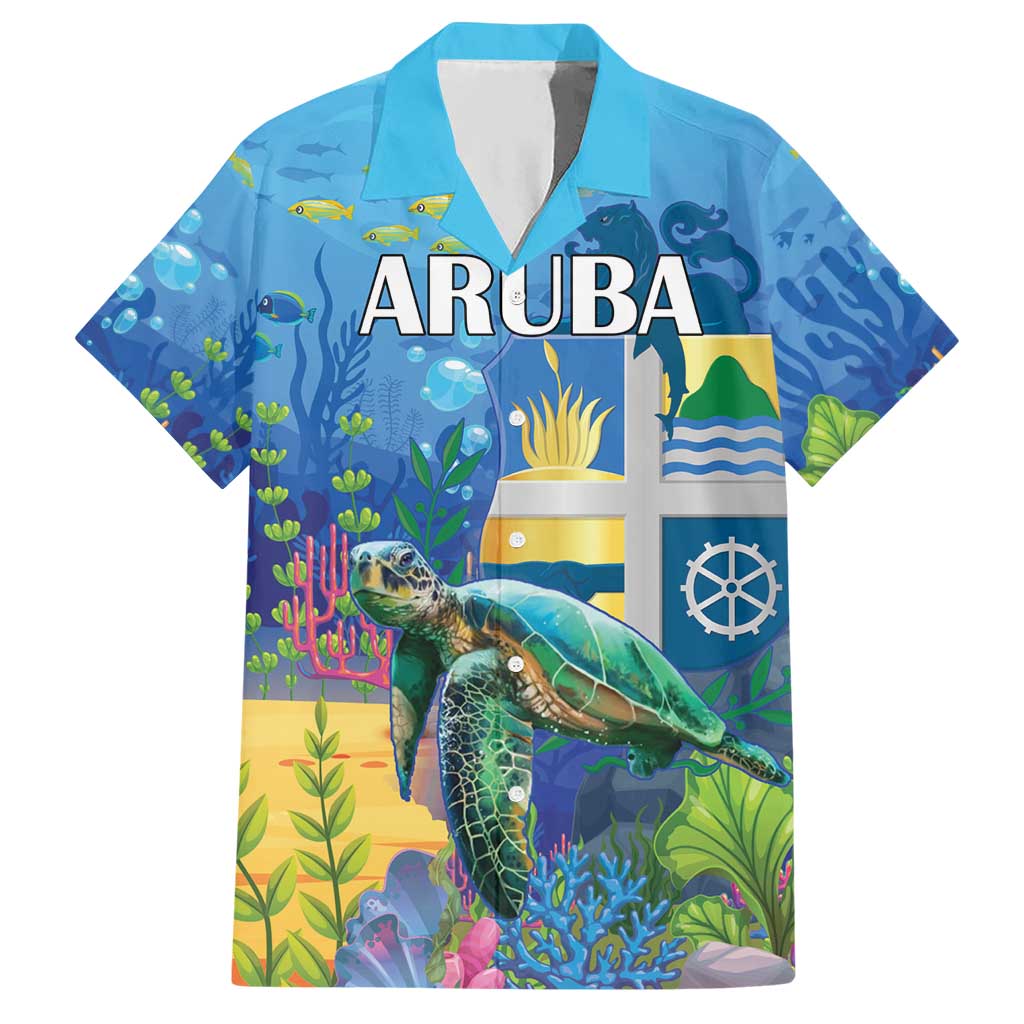 Aruba Sea Turtle Hawaiian Shirt Underwater Landscape - Wonder Print Shop