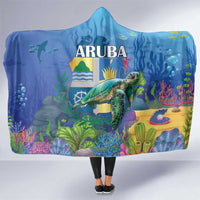 Aruba Sea Turtle Hooded Blanket Underwater Landscape