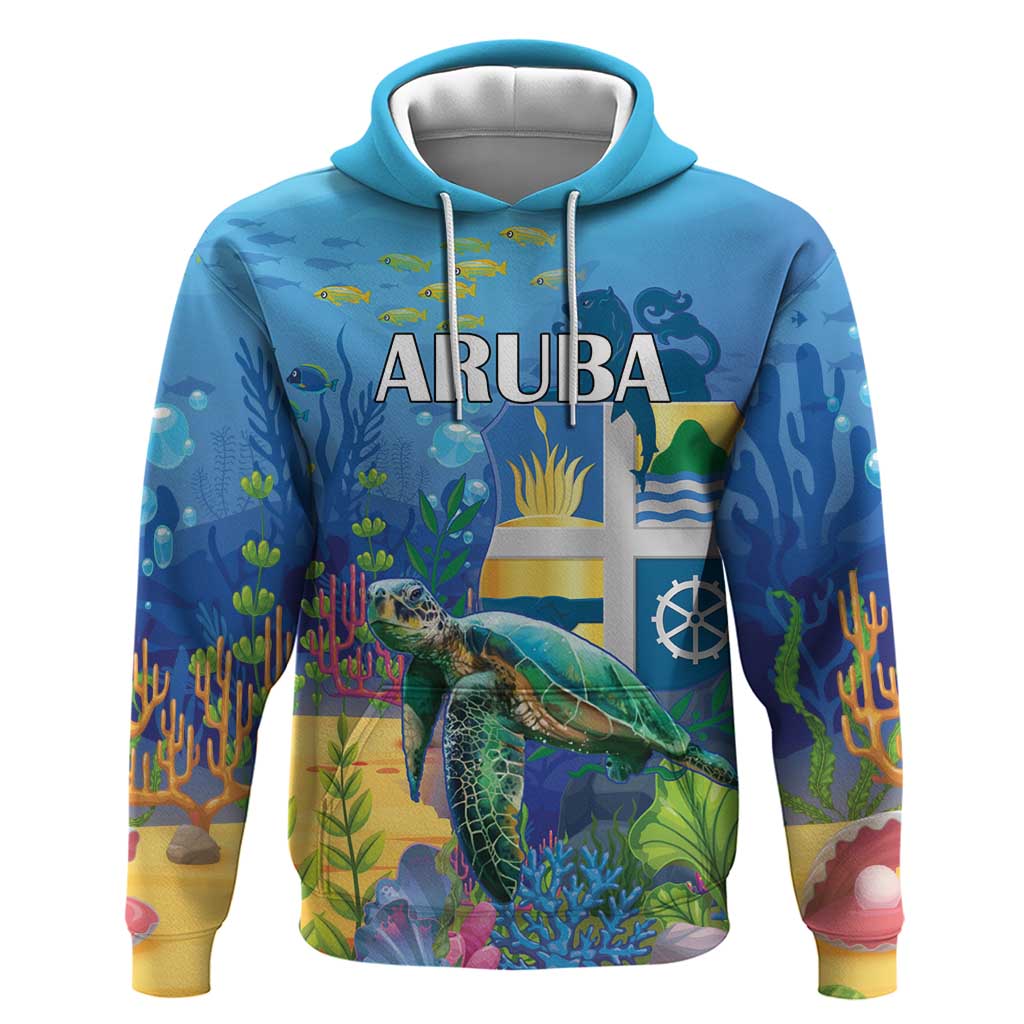 Aruba Sea Turtle Hoodie Underwater Landscape - Wonder Print Shop