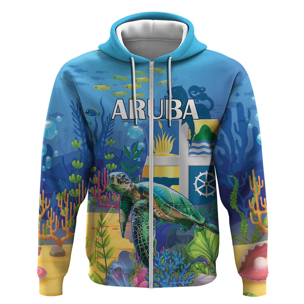 Aruba Sea Turtle Hoodie Underwater Landscape - Wonder Print Shop