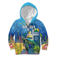 Aruba Sea Turtle Kid Hoodie Underwater Landscape - Wonder Print Shop