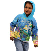 Aruba Sea Turtle Kid Hoodie Underwater Landscape - Wonder Print Shop