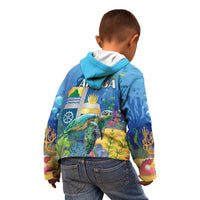 Aruba Sea Turtle Kid Hoodie Underwater Landscape - Wonder Print Shop