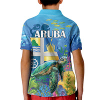 Aruba Sea Turtle Kid Polo Shirt Underwater Landscape - Wonder Print Shop