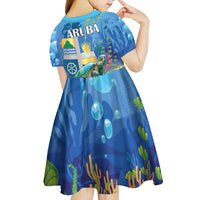 Aruba Sea Turtle Kid Short Sleeve Dress Underwater Landscape - Wonder Print Shop