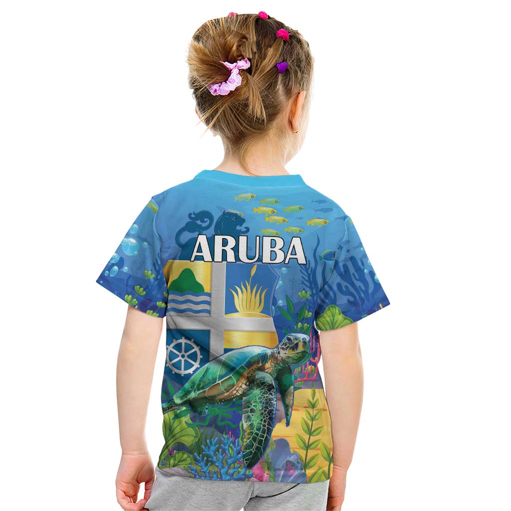 Aruba Sea Turtle Kid T Shirt Underwater Landscape - Wonder Print Shop