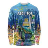 Aruba Sea Turtle Long Sleeve Shirt Underwater Landscape - Wonder Print Shop
