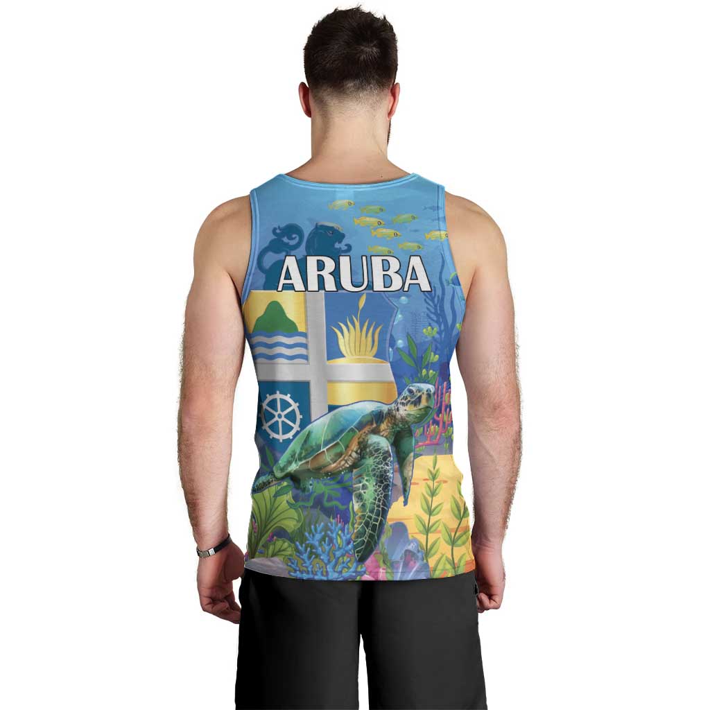 Aruba Sea Turtle Men Tank Top Underwater Landscape - Wonder Print Shop