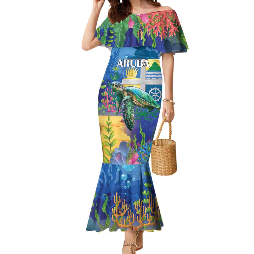Aruba Sea Turtle Mermaid Dress Underwater Landscape - Wonder Print Shop