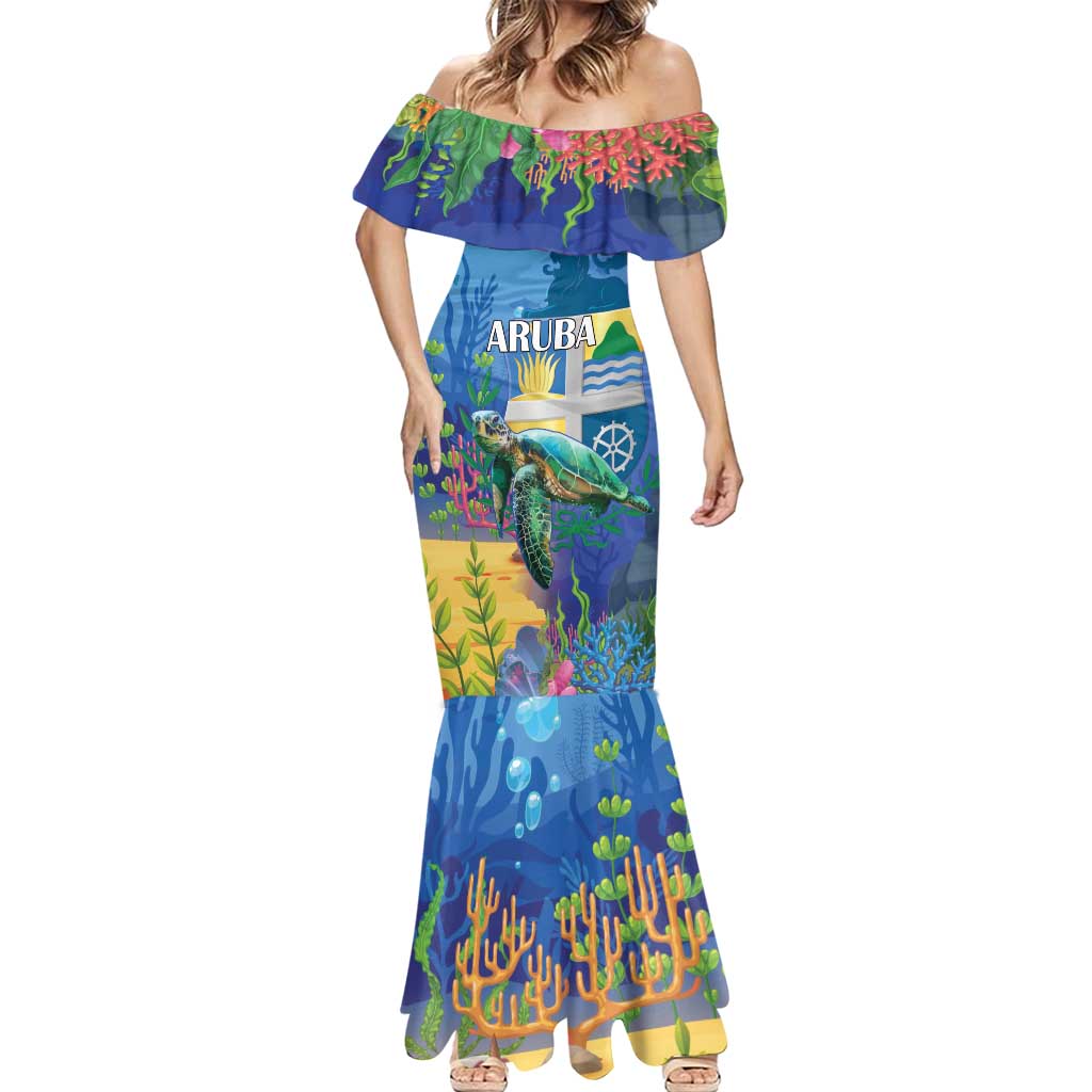 Aruba Sea Turtle Mermaid Dress Underwater Landscape - Wonder Print Shop