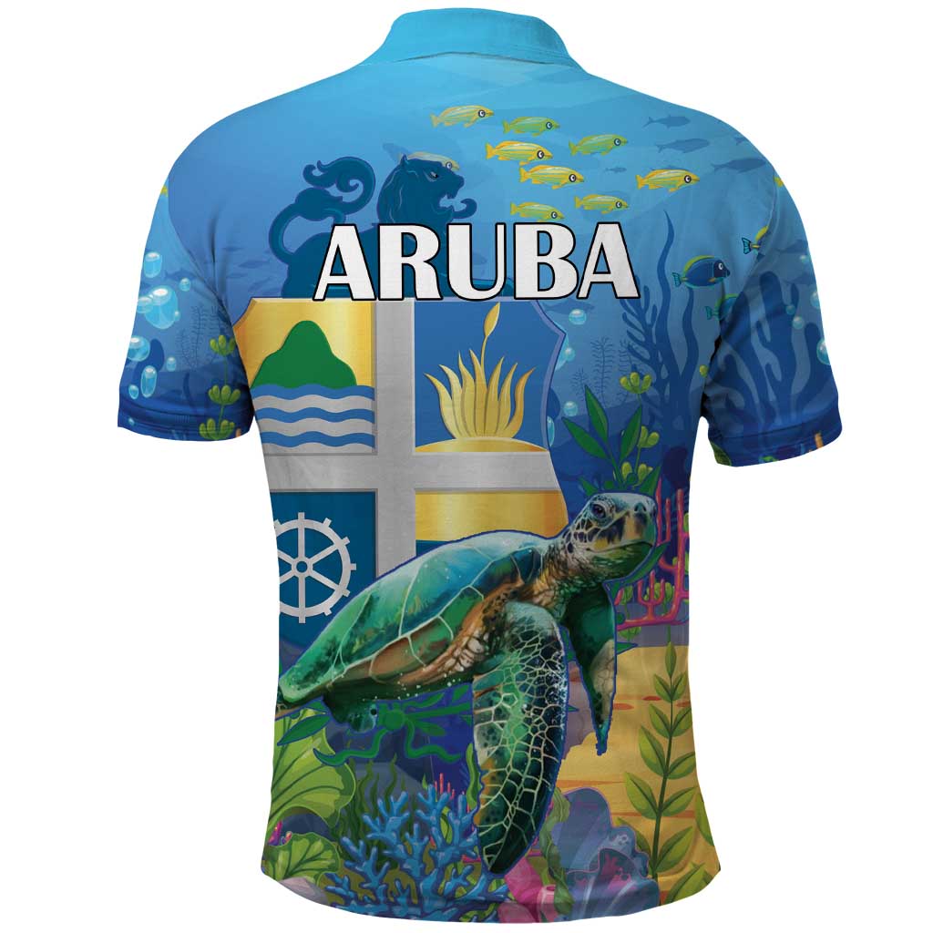 Aruba Sea Turtle Polo Shirt Underwater Landscape - Wonder Print Shop