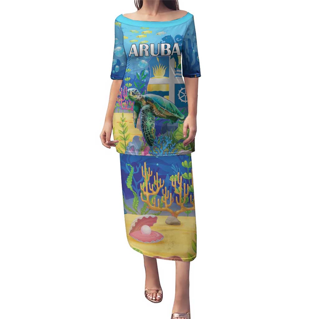 Aruba Sea Turtle Puletasi Underwater Landscape - Wonder Print Shop