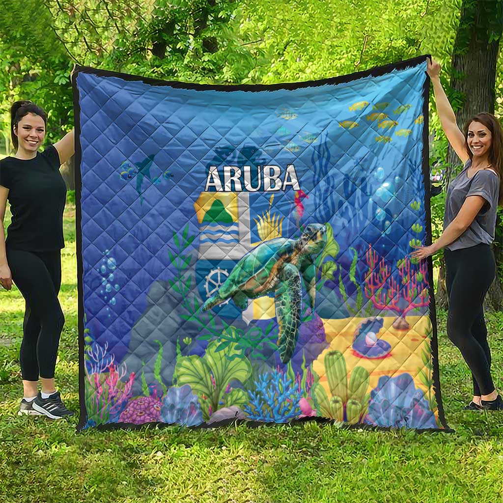 Aruba Sea Turtle Quilt Underwater Landscape - Wonder Print Shop