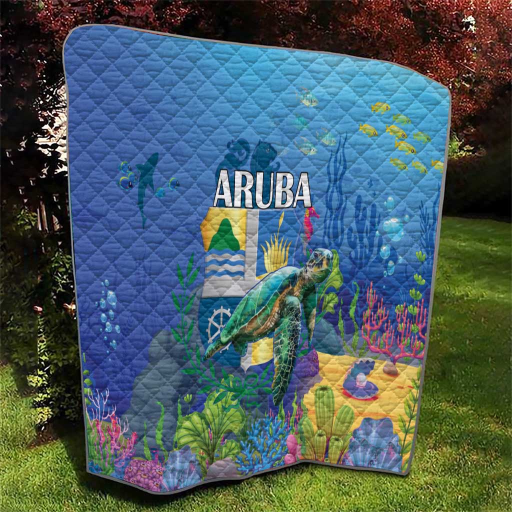 Aruba Sea Turtle Quilt Underwater Landscape - Wonder Print Shop