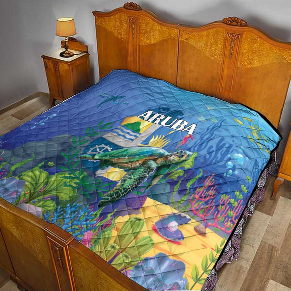 Aruba Sea Turtle Quilt Underwater Landscape - Wonder Print Shop