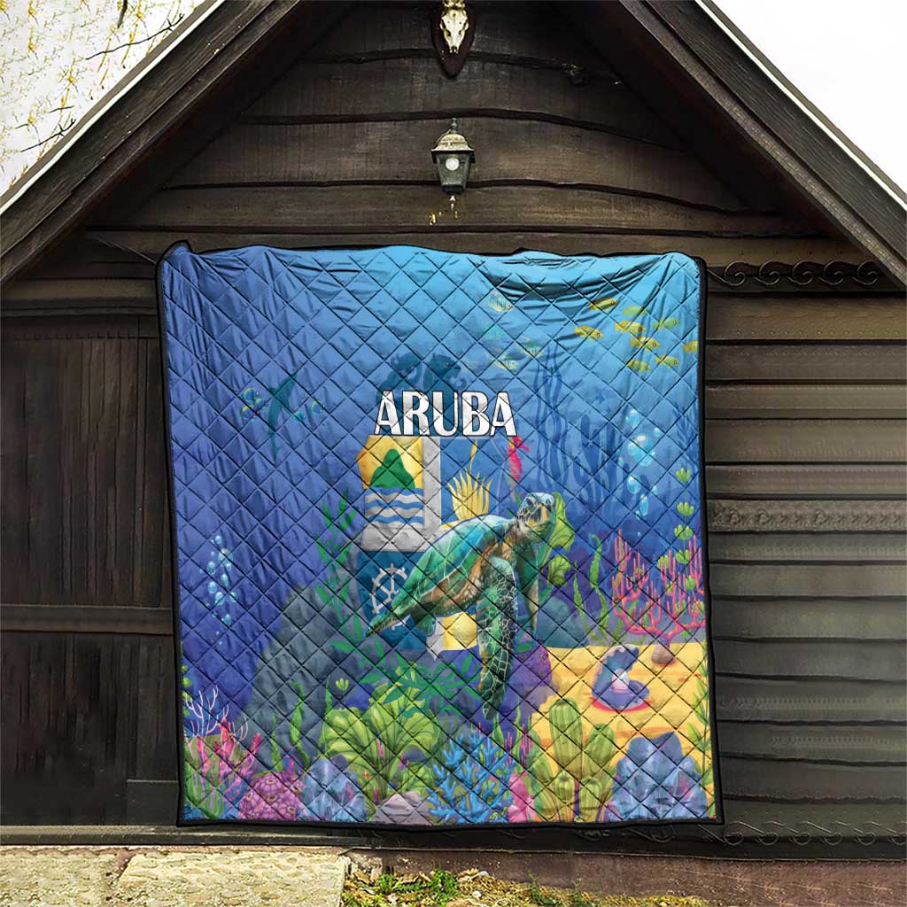 Aruba Sea Turtle Quilt Underwater Landscape - Wonder Print Shop