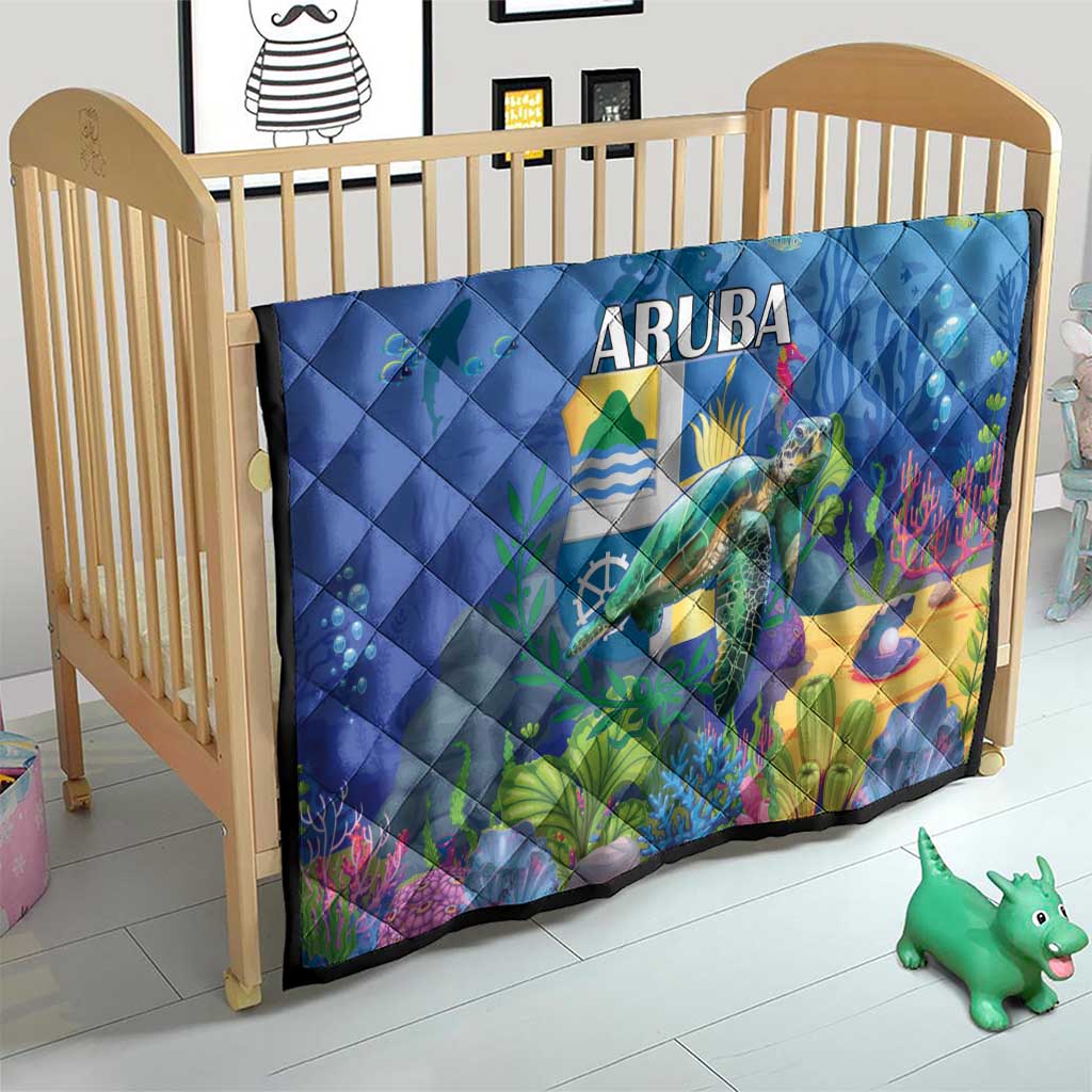 Aruba Sea Turtle Quilt Underwater Landscape - Wonder Print Shop
