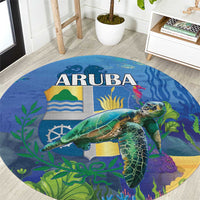 Aruba Sea Turtle Round Carpet Underwater Landscape