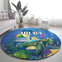 Aruba Sea Turtle Round Carpet Underwater Landscape