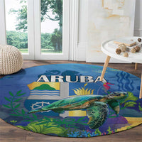 Aruba Sea Turtle Round Carpet Underwater Landscape