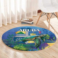 Aruba Sea Turtle Round Carpet Underwater Landscape