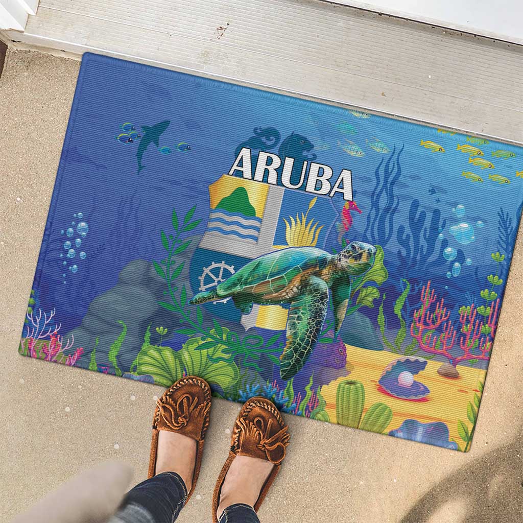 Aruba Sea Turtle Rubber Doormat Underwater Landscape - Wonder Print Shop