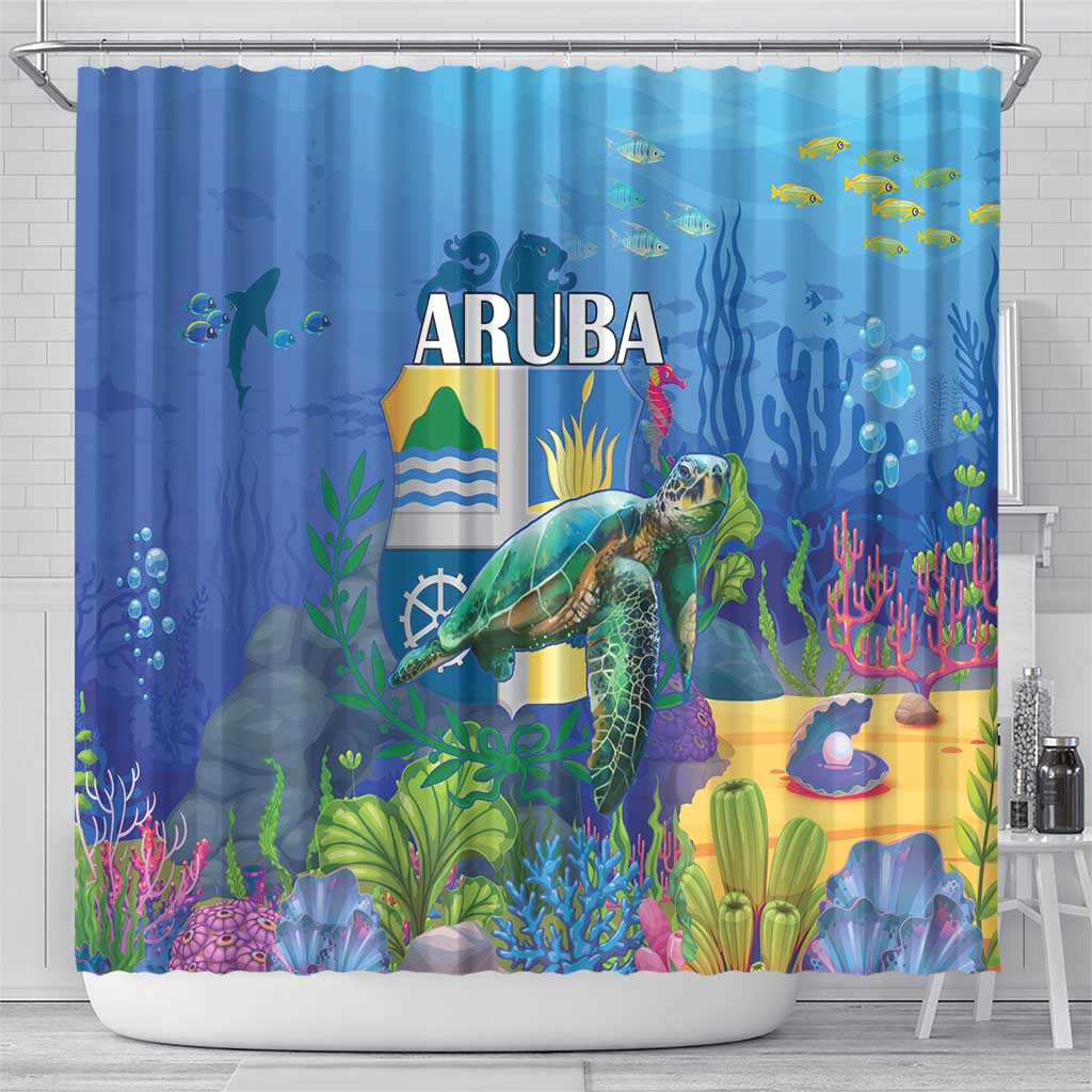 Aruba Sea Turtle Shower Curtain Underwater Landscape