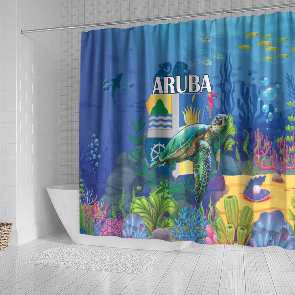 Aruba Sea Turtle Shower Curtain Underwater Landscape