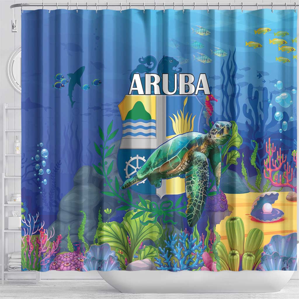 Aruba Sea Turtle Shower Curtain Underwater Landscape