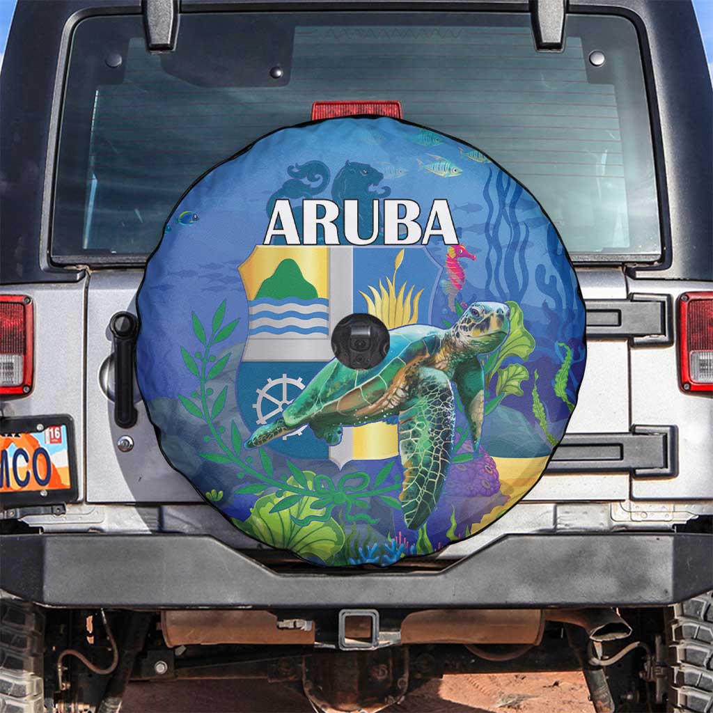 Aruba Sea Turtle Spare Tire Cover Underwater Landscape - Wonder Print Shop