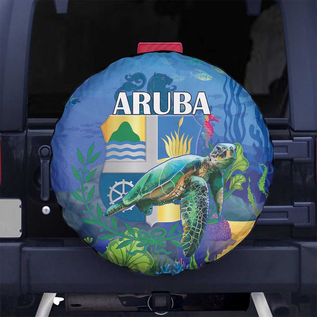 Aruba Sea Turtle Spare Tire Cover Underwater Landscape - Wonder Print Shop