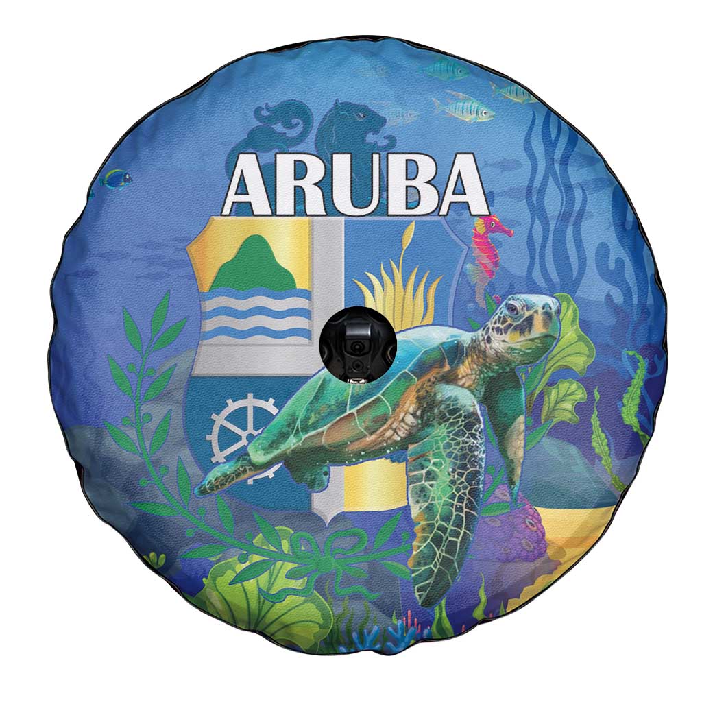 Aruba Sea Turtle Spare Tire Cover Underwater Landscape - Wonder Print Shop