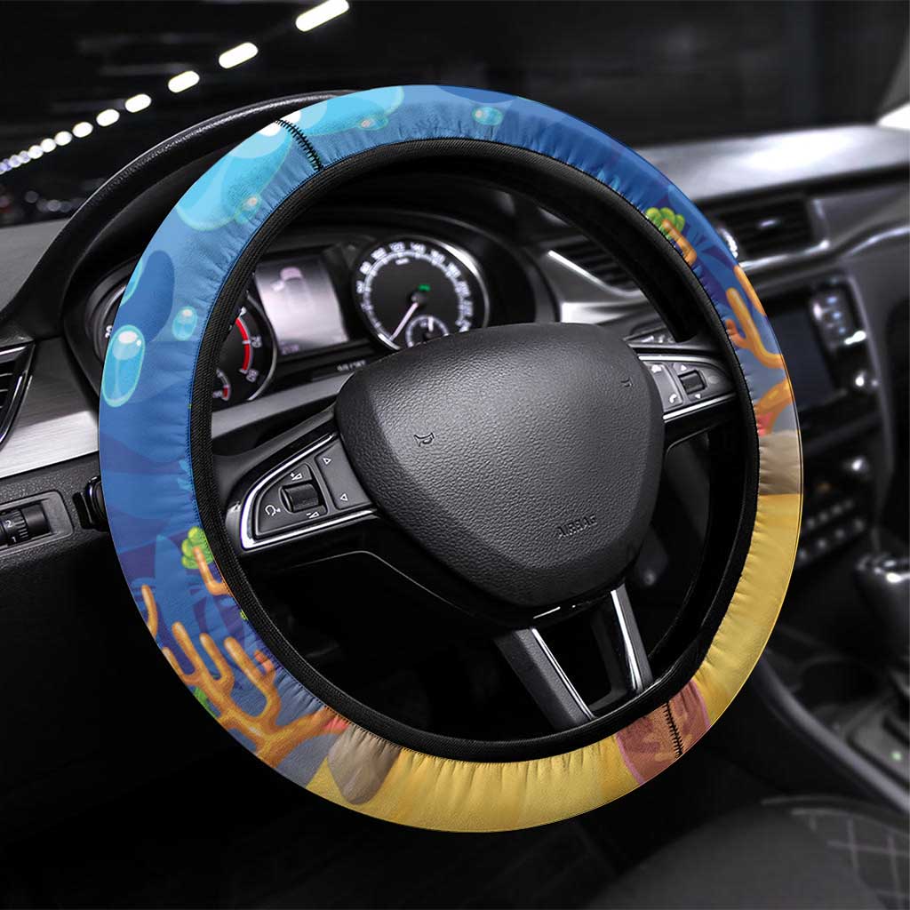 Aruba Sea Turtle Steering Wheel Cover Underwater Landscape - Wonder Print Shop