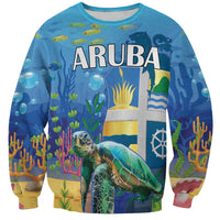 Aruba Sea Turtle Sweatshirt Underwater Landscape - Wonder Print Shop