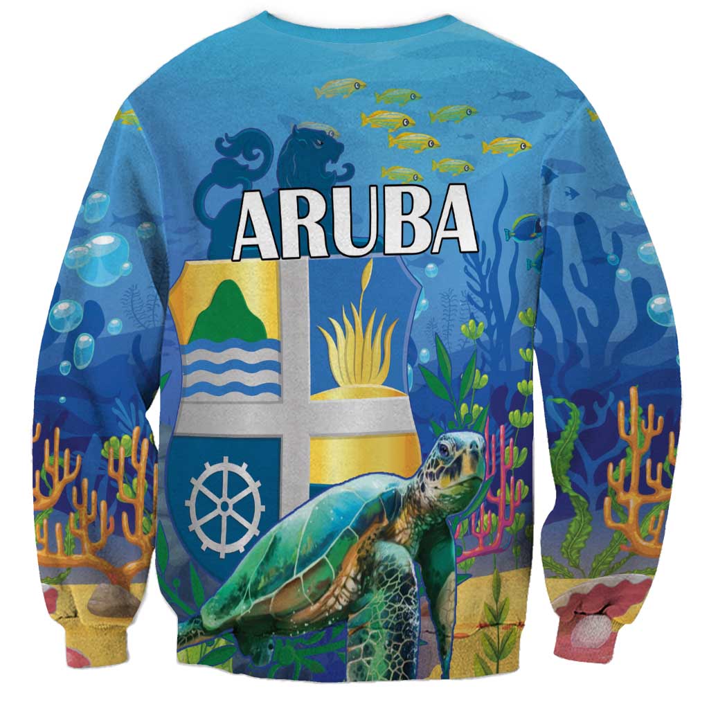 Aruba Sea Turtle Sweatshirt Underwater Landscape - Wonder Print Shop