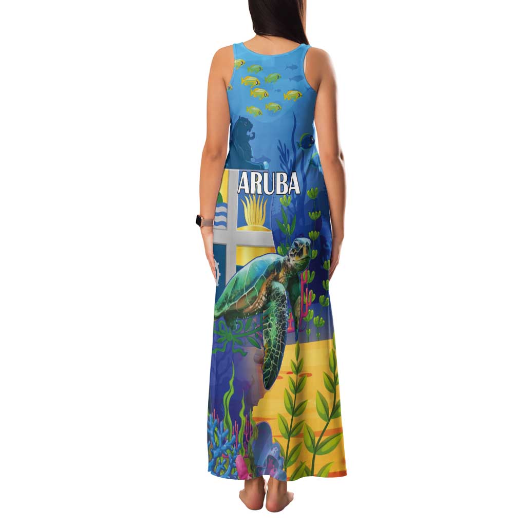 Aruba Sea Turtle Tank Maxi Dress Underwater Landscape - Wonder Print Shop
