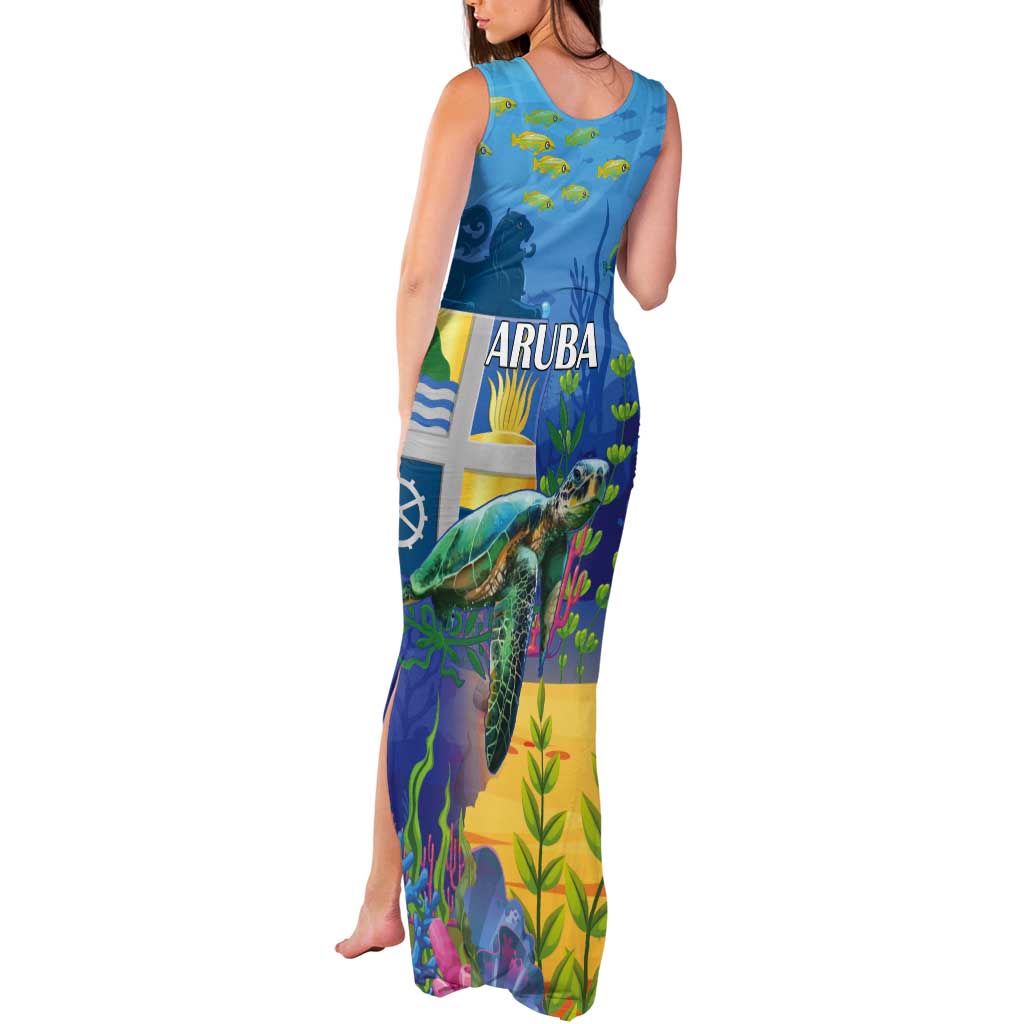 Aruba Sea Turtle Tank Maxi Dress Underwater Landscape - Wonder Print Shop