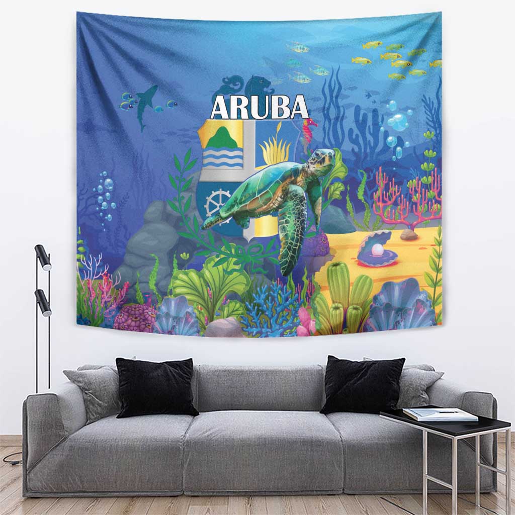 Aruba Sea Turtle Tapestry Underwater Landscape - Wonder Print Shop
