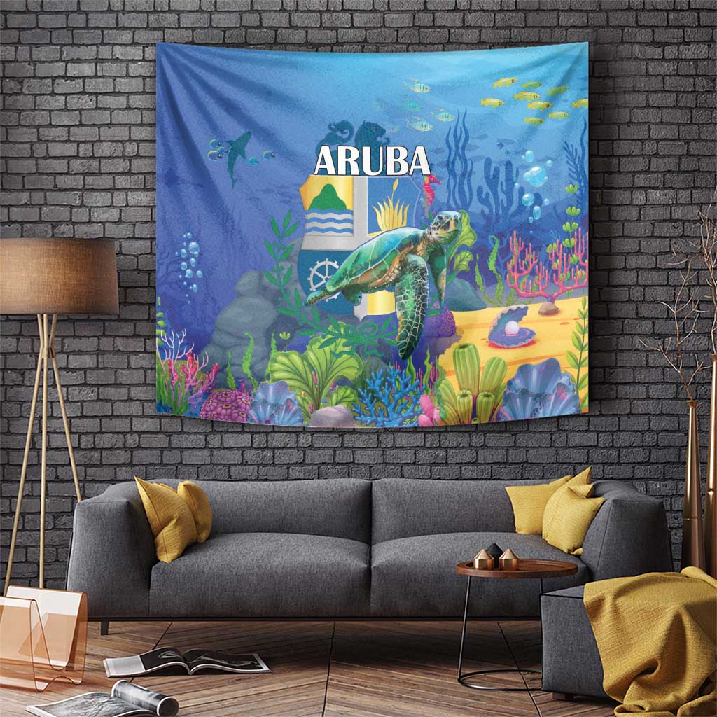 Aruba Sea Turtle Tapestry Underwater Landscape - Wonder Print Shop